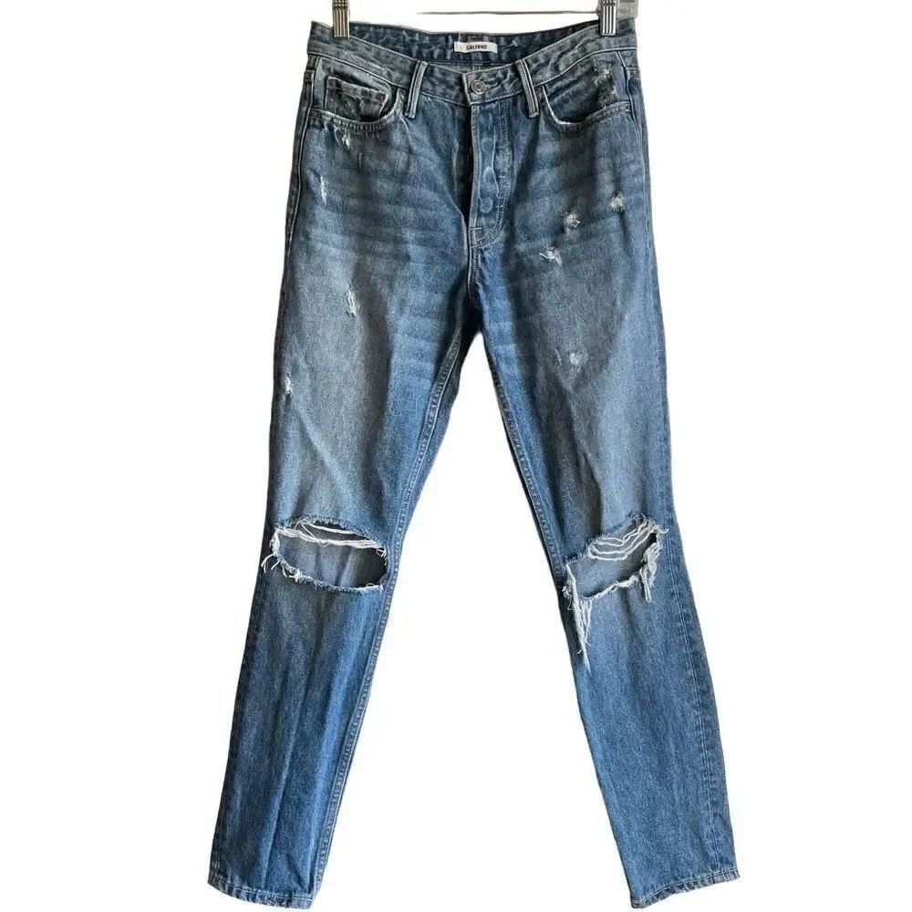 Grlfrnd Jeans Womens 26 Denim Karolina High Rise Skinny Ripped Distressed